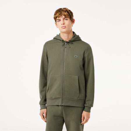 SWEATSHIRT ZIPPÉ À CAPUCHE LACOSTE SPORT AVEC EMPIÈCEMENTS EN MESH KAKI